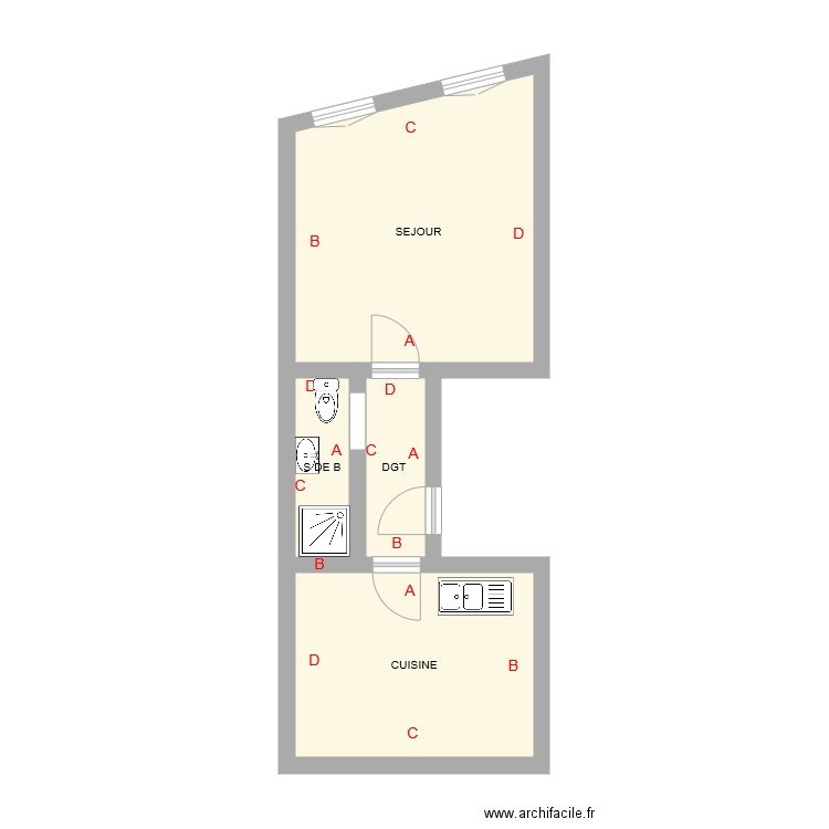 FONTANEL 3. Plan de 4 pièces et 31 m2