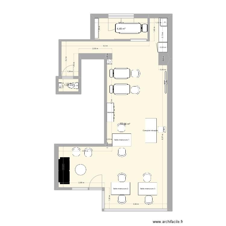 Maison Etage 3. Plan de 3 pièces et 58 m2
