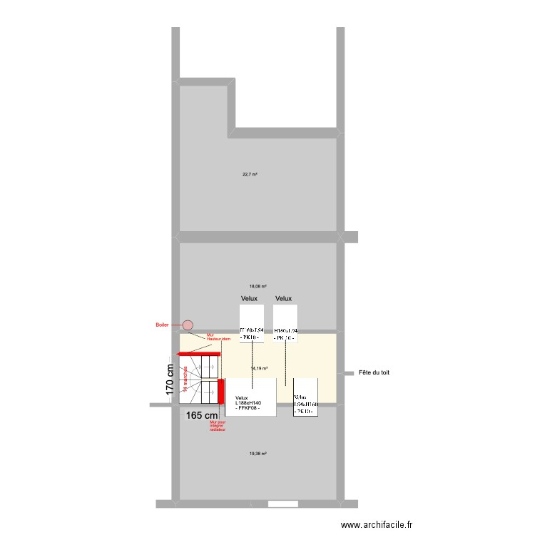 Construction Banning 83 4e étage. Plan de 4 pièces et 74 m2