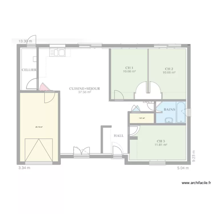 ezzcherche. Plan de 2  et 22 m²
