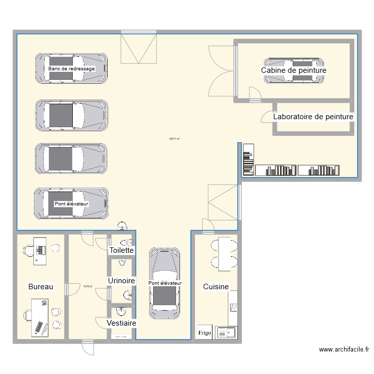 Plan Garage MVA. Plan de 9 pièces et 414 m2