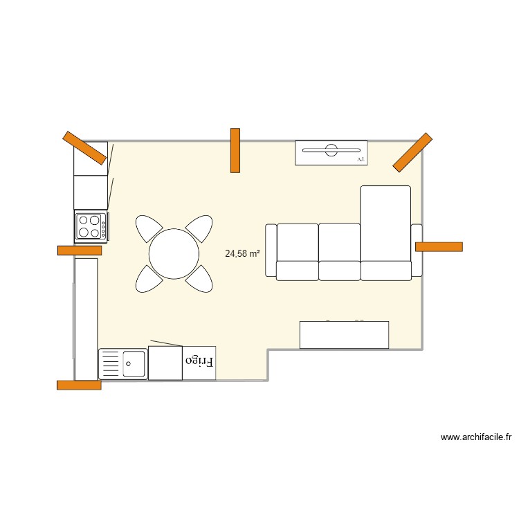 Cuisine comble Margny Sans ilot centrale. Plan de 0 pièce et 0 m2