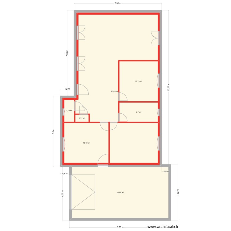 Dalio KM. Plan de 7 pièces et 171 m2