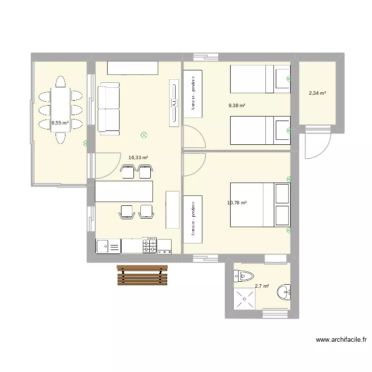 canet version1. Plan de 6  et 48 m²