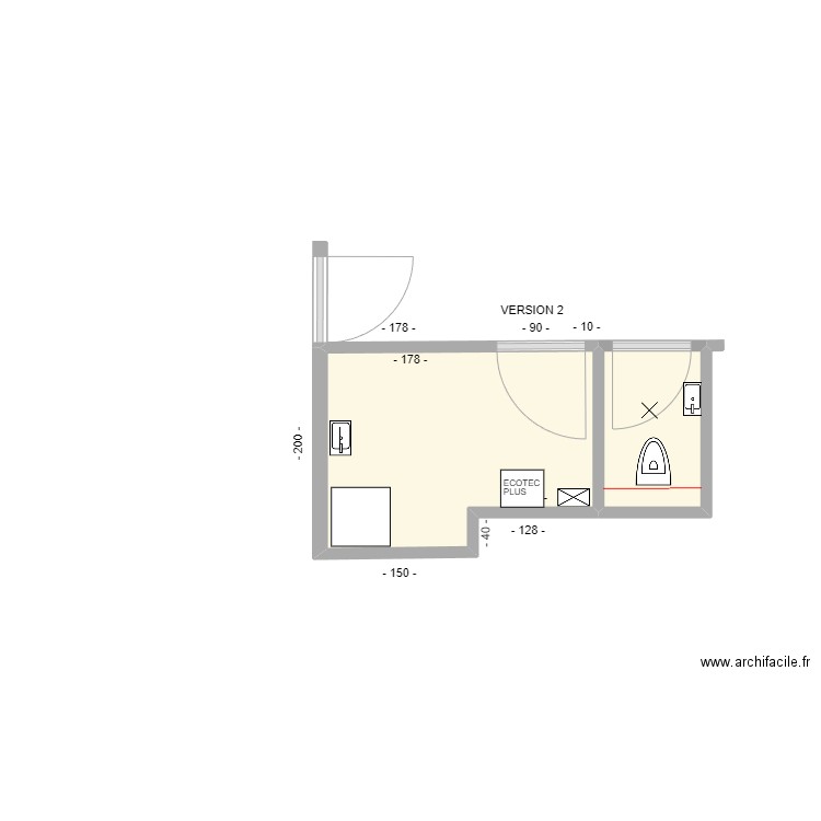 ETUDE BUANDERIE V2. Plan de 2 pièces et 7 m2