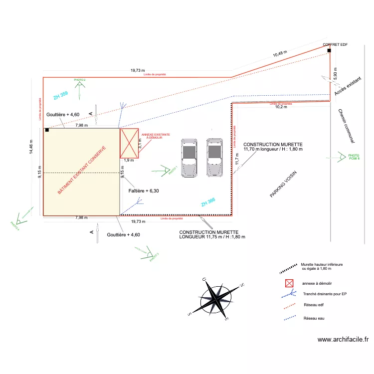 Plan de masse grange peujard. Plan de 