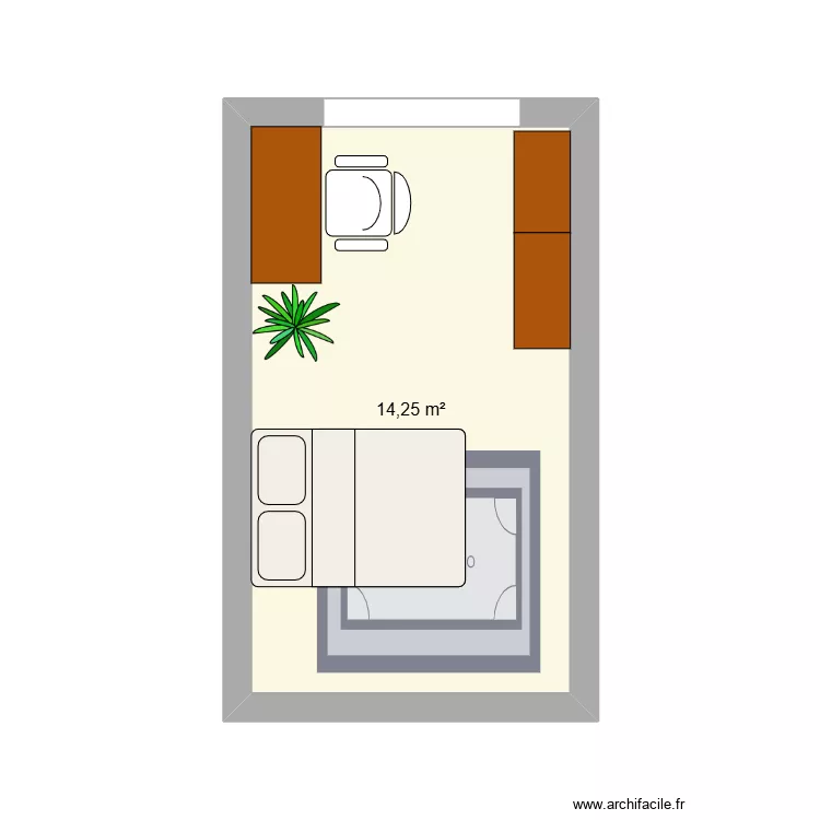 chambre. Plan de 1 Pièce et 14 m²