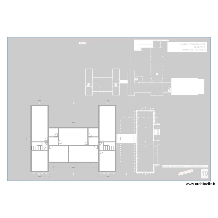 ISJP/Niveau 3/Primaire. Plan de 13 pièces et 68 m2