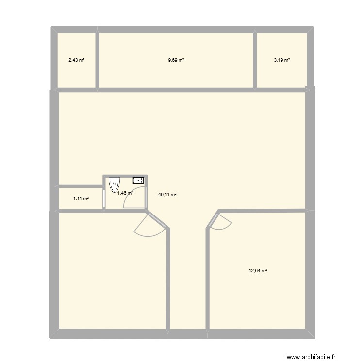 BILLIERE. Plan de 7 pièces et 80 m2