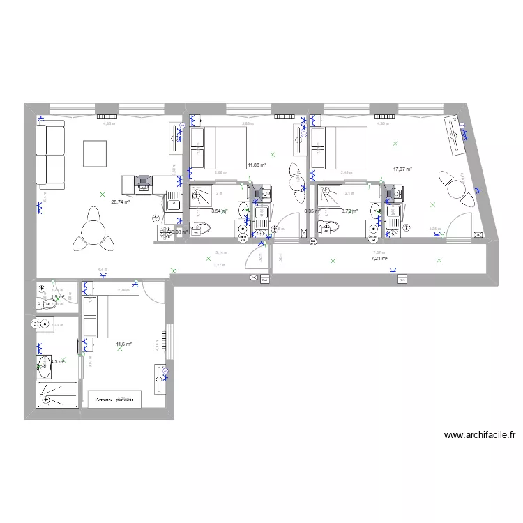 Plan &eacute;tage minimes projet Dudit avec modifications. Plan de 