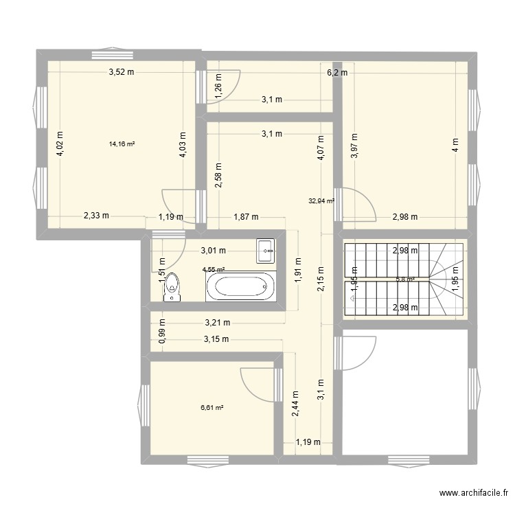 FlKntRPlus1. Plan de 5 pièces et 64 m2