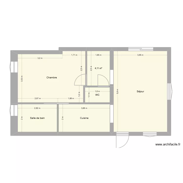 Labo les trois gouttes. Plan de 6  et 58 m²