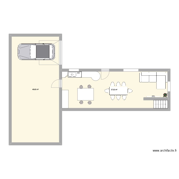 MAISON 2. Plan de 2 pièces et 87 m2