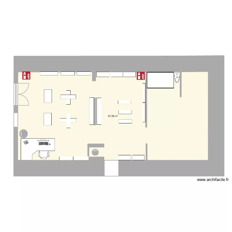 magasin Damart yan. Plan de 1  et 68 m²