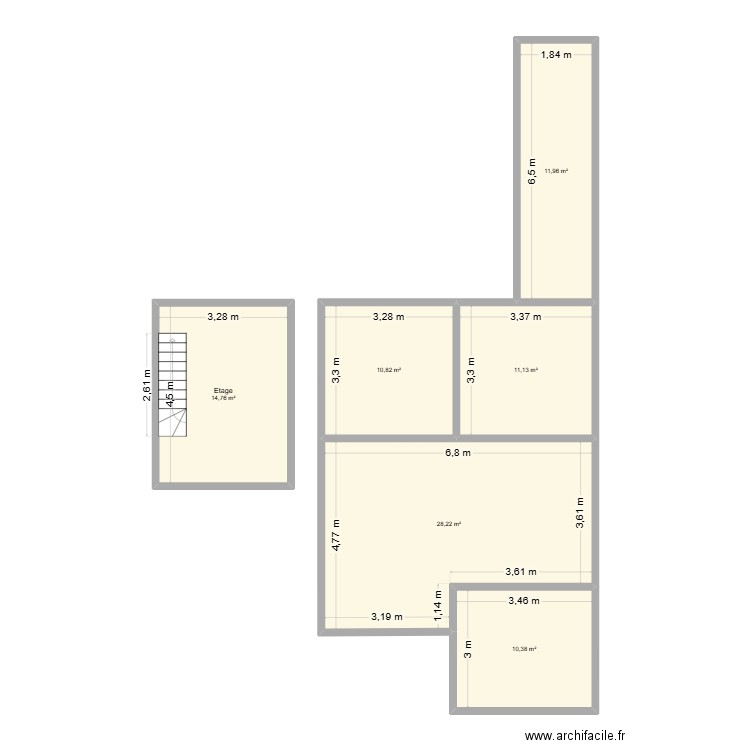 Dim. Plan de 6 pièces et 87 m2