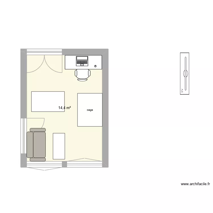 test. Plan de 1 Pièce et 14 m²