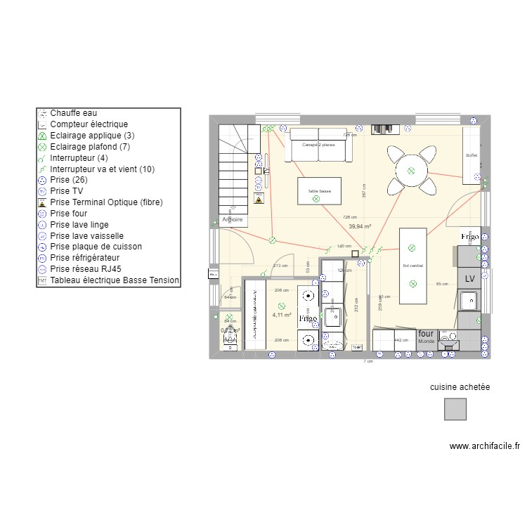 claire4. Plan de 3 pièces et 45 m2