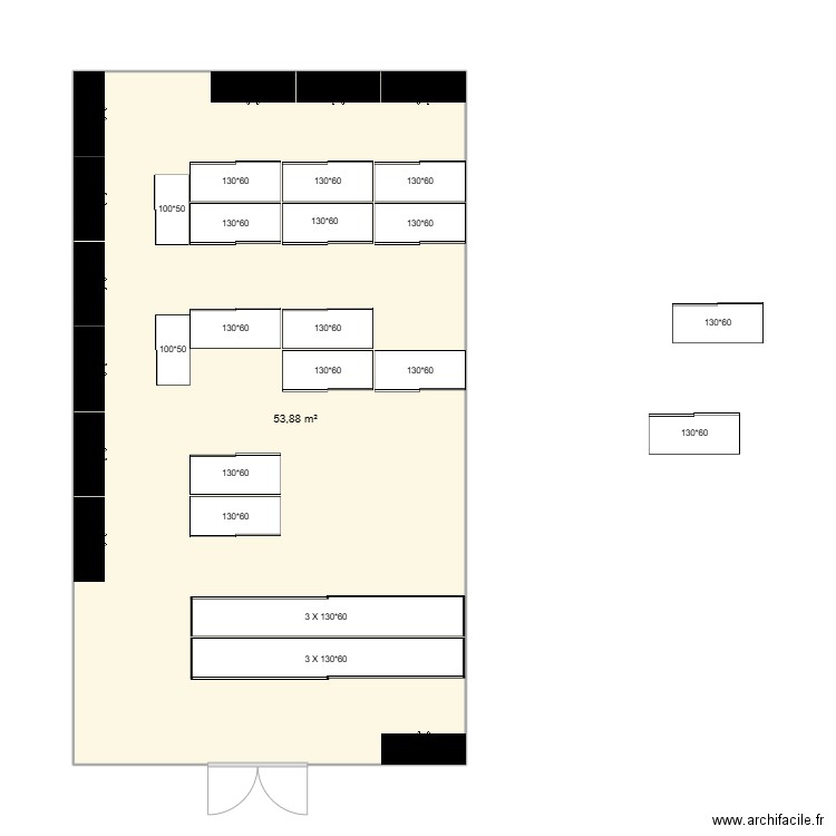 D2 CNH v2. Plan de 1 pièce et 54 m2