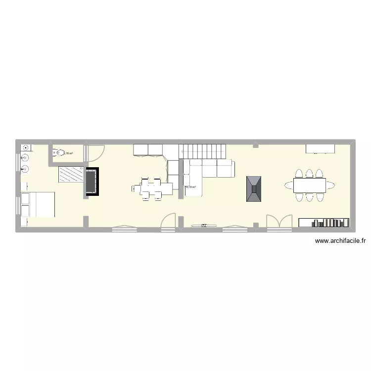 Bernesq vide au d&eacute;part. Plan de 2  et 82 m²