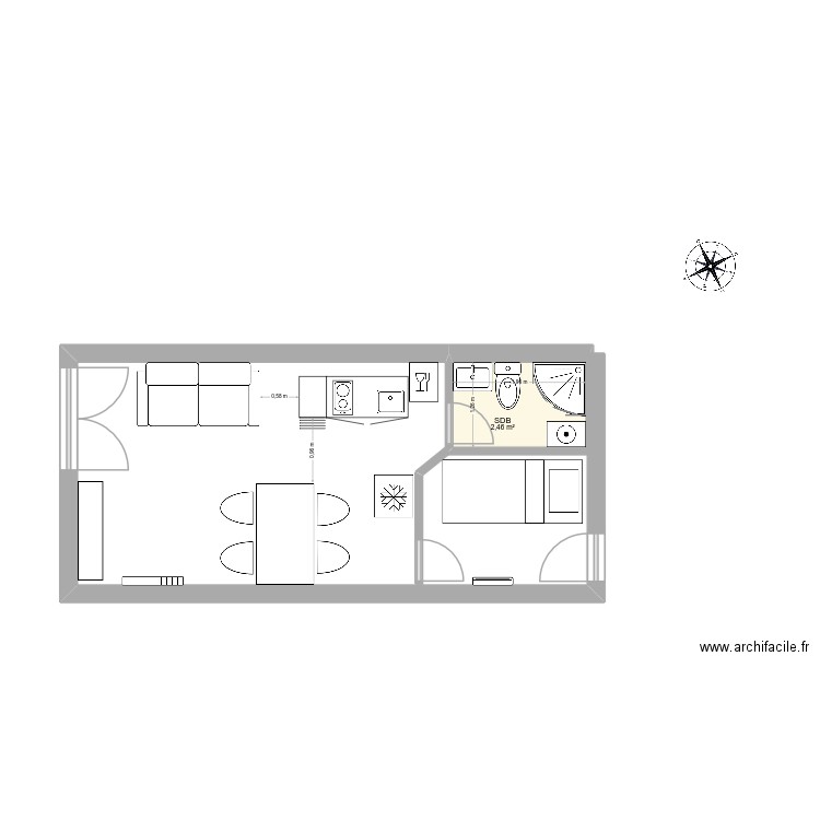 appart schuss renové 2. Plan de 1 pièce et 2 m2