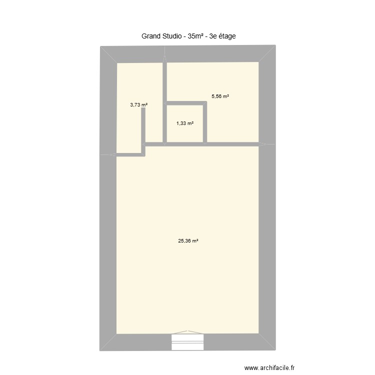 Plan 3e étage - T2 35m² - Perpi - dagobert v2. Plan de 4 pièces et 36 m2