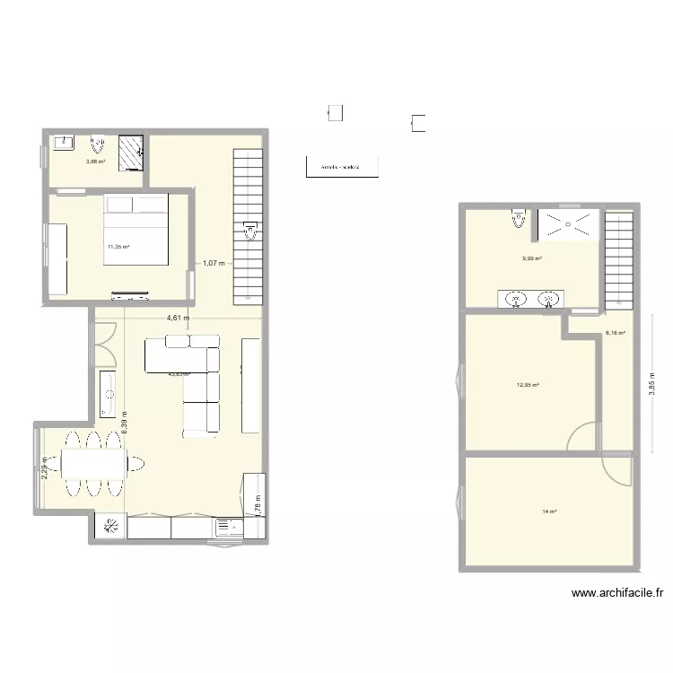 bez haut 1. Plan de 7  et 102 m²
