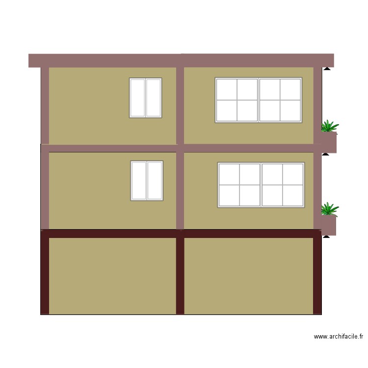 plan façade vue de gauche R+2 kitambo. Plan de 0 pièce et 0 m2