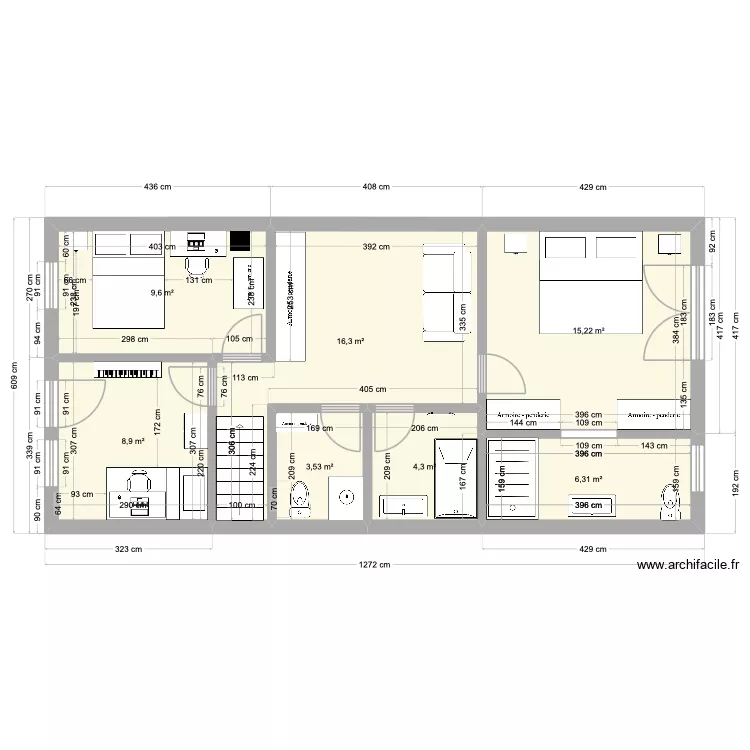 Fabien et Marie 2. Plan de 7  et 64 m²