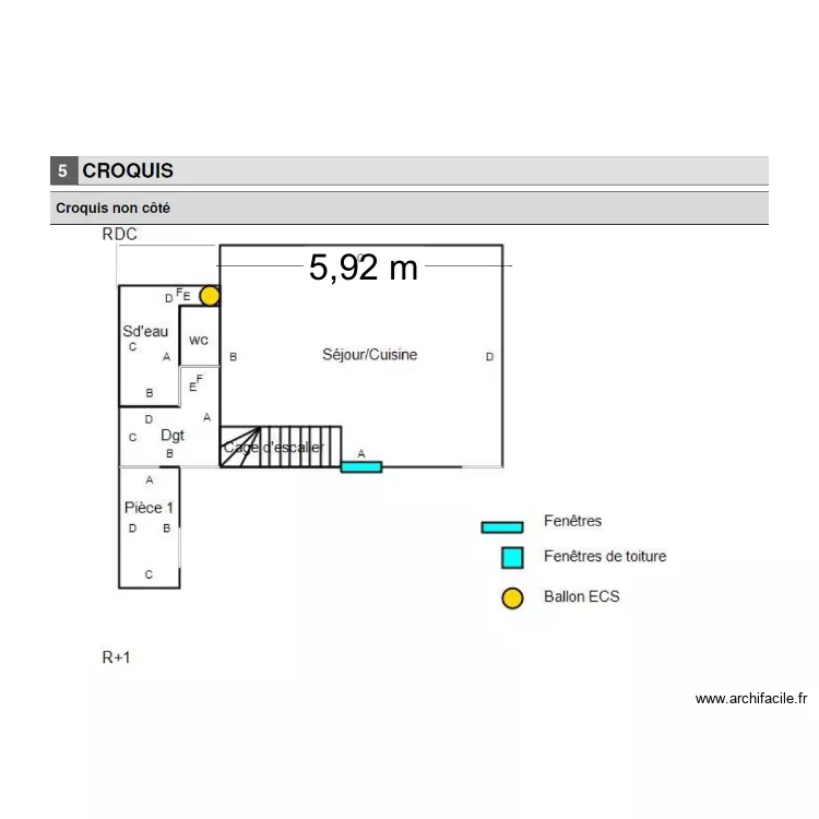 Maison H&eacute;nansal existant. Plan de 