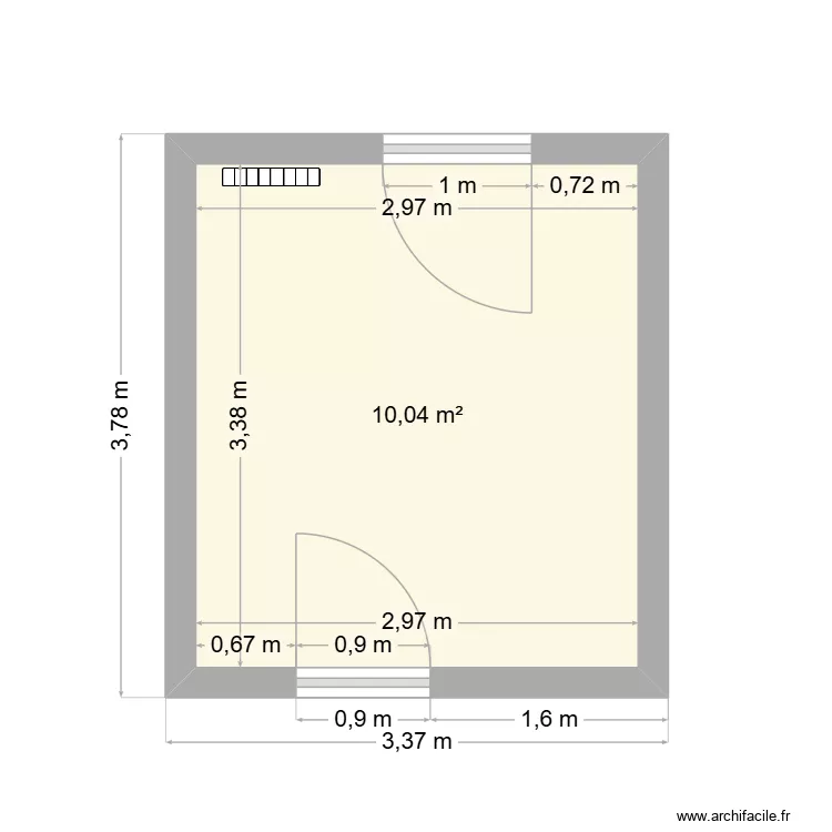 Plan chambre. Plan de 1 pièce et 10 m²