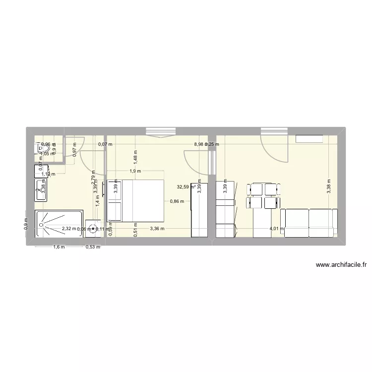 T2 SAGA. Plan de 1 et 33 m² T2 SAGA. Plan de 1 et 33 m²