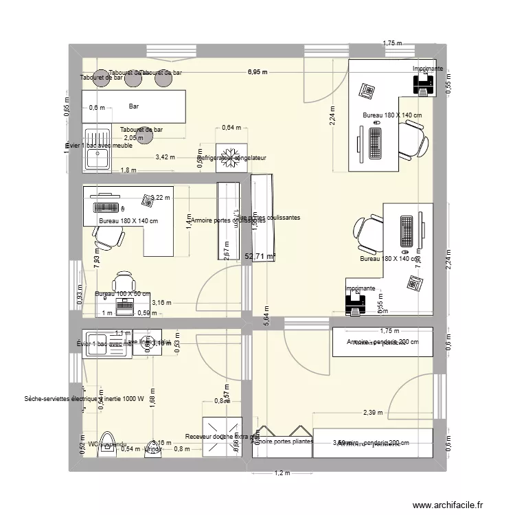 bureau. Plan de 1 et 53 m² bureau. Plan de 1 et 53 m²