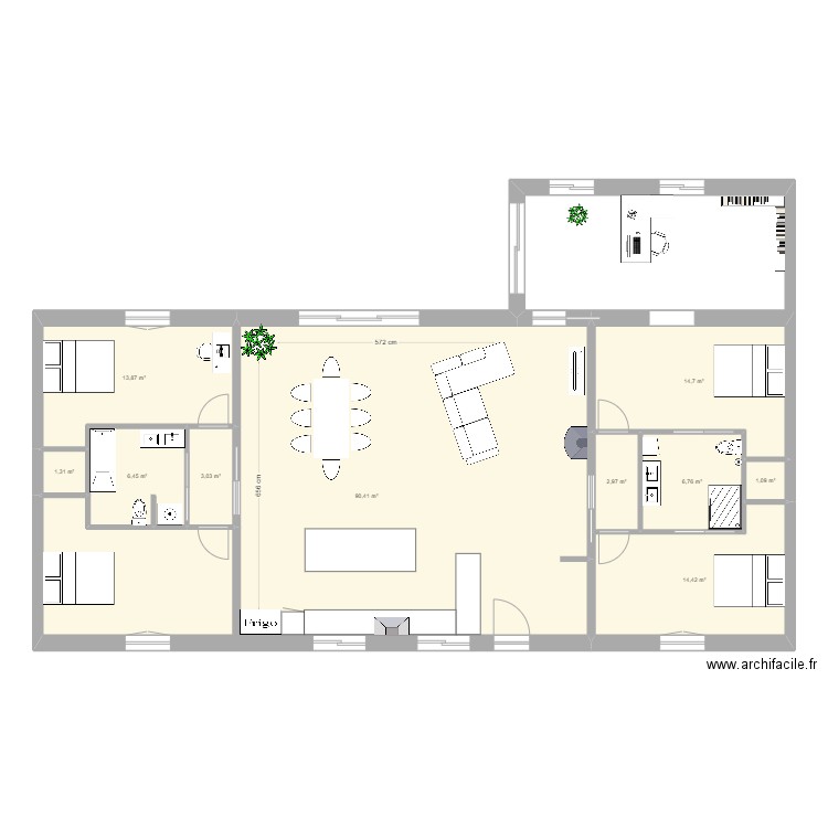 Maison arche. Plan de 10 pièces et 155 m2
