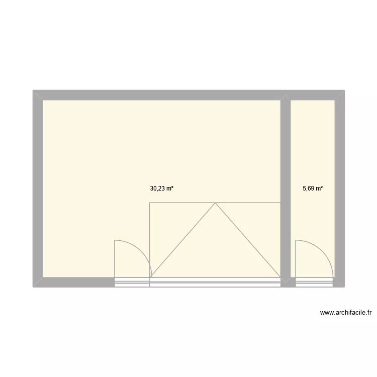 grange. Plan de 2  et 36 m²