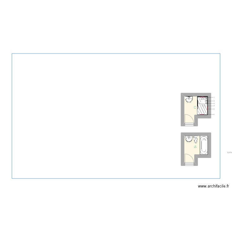 Druf. Plan de 2 pièces et 7 m2