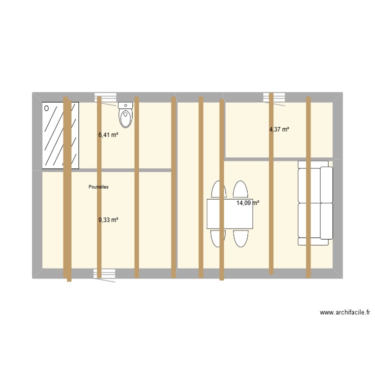 studio jardin. Plan de 4 pièces et 34 m2