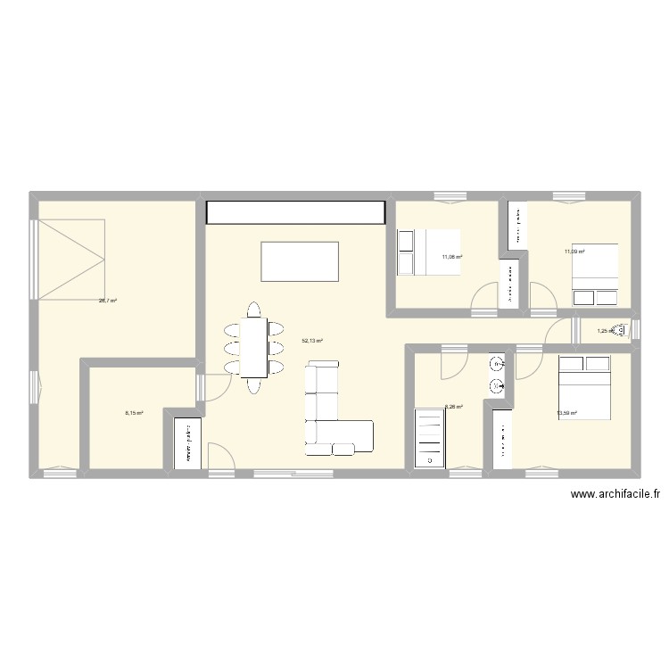 maison 2. Plan de 8 pièces et 132 m2