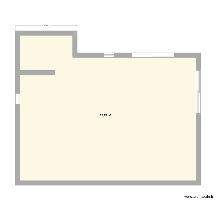 1GAR. Plan de 1 pièce et 73 m2