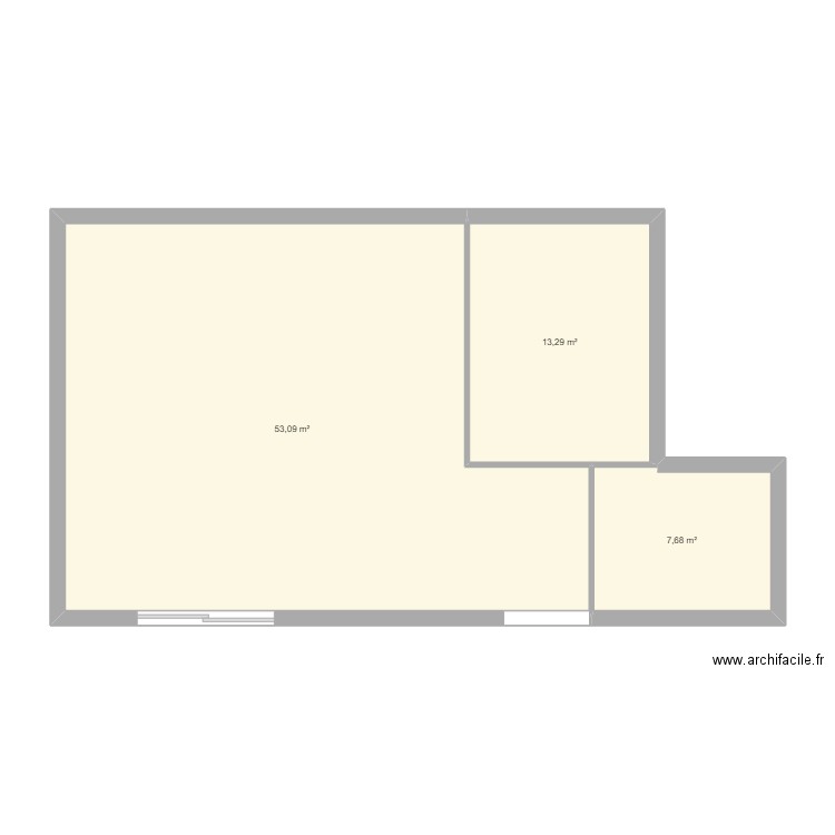 Sous SOl. Plan de 3 pièces et 74 m2