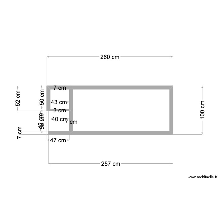 meuble Cortat. Plan de 2 pièces et 2 m2