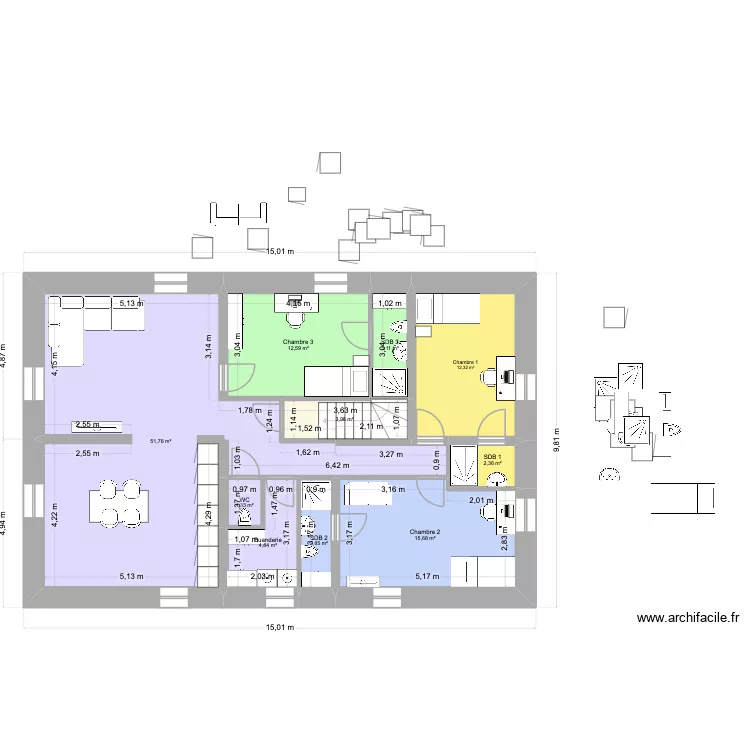 Nieuwe plannen Marc zolder. Plan de 10  et 111 m²