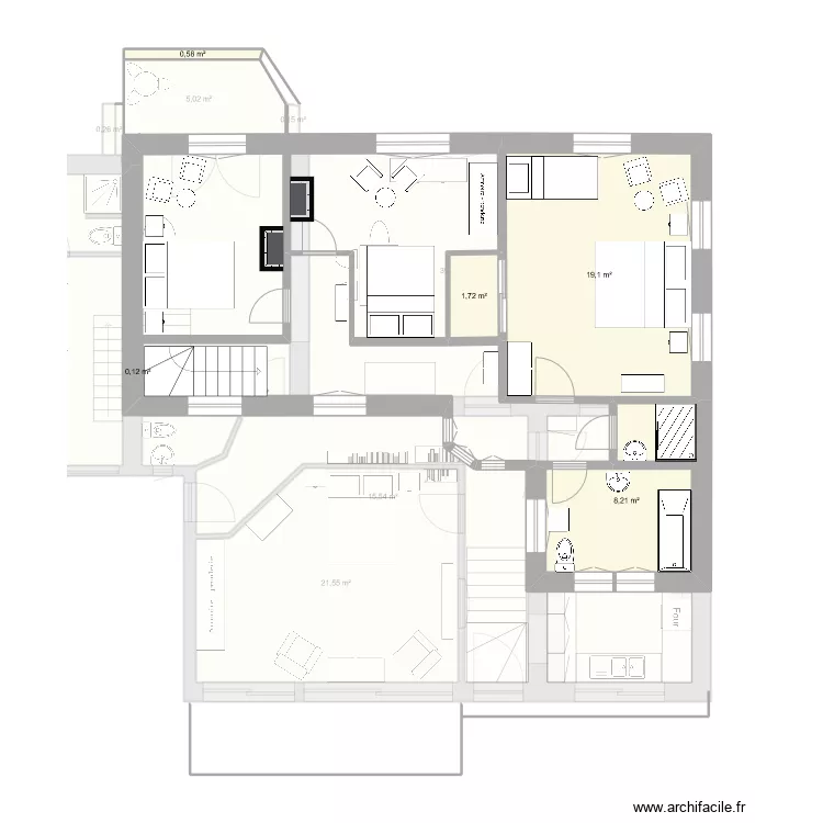 plan ETAGE...AVEC OUVERTURES 2  AMENAGEE. Plan de 