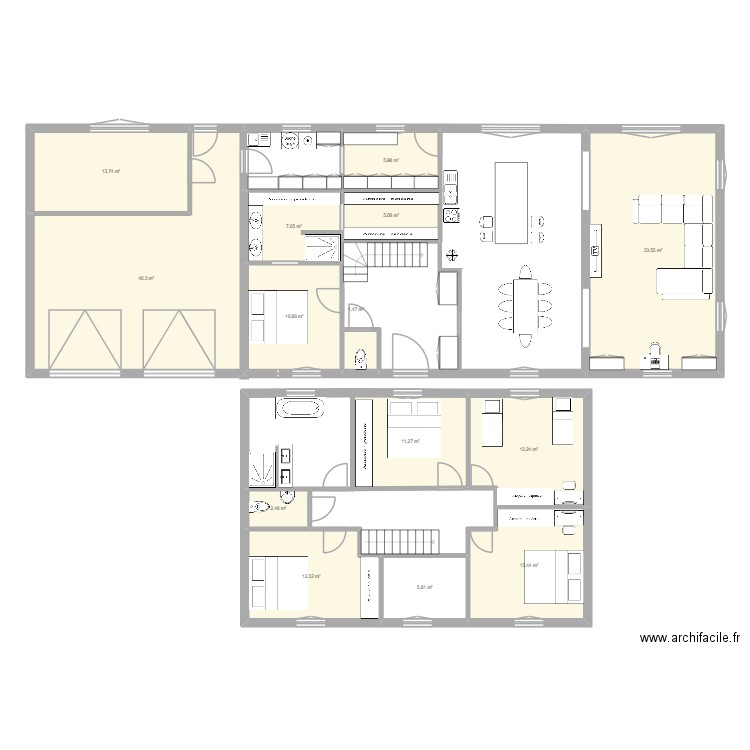 plan benodet. Plan de 14 pièces et 177 m2