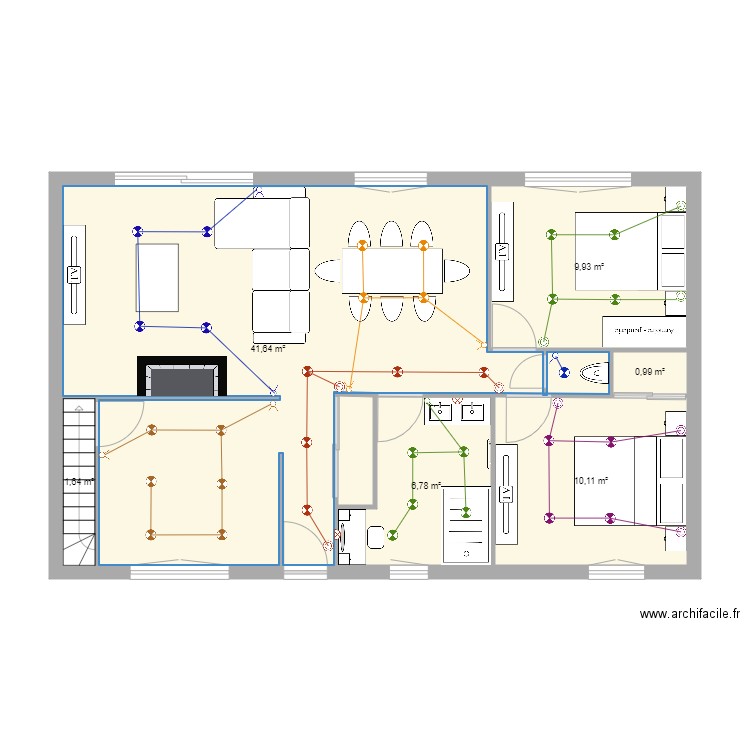 paulo et laurie éclairage. Plan de 7 pièces et 72 m2