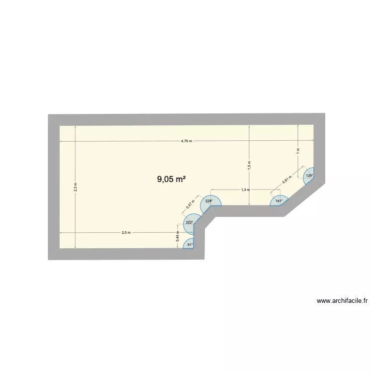 Atelier. Plan de 1  et 9 m²
