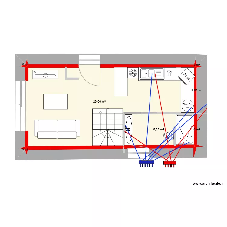 G&icirc;te Denis & Carole plomberie. Plan de 7  et 32 m²