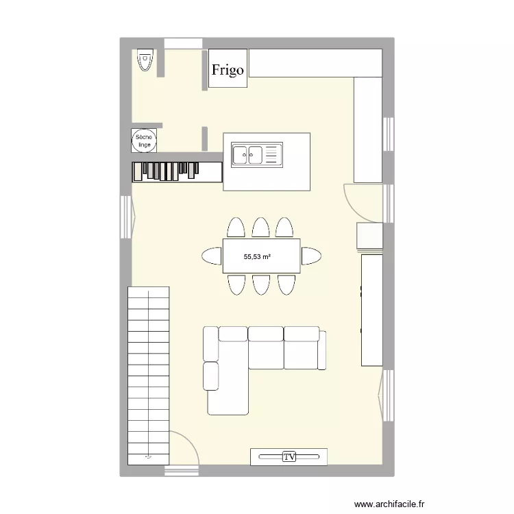 Rez de chauss&eacute;. Plan de 1  et 56 m²
