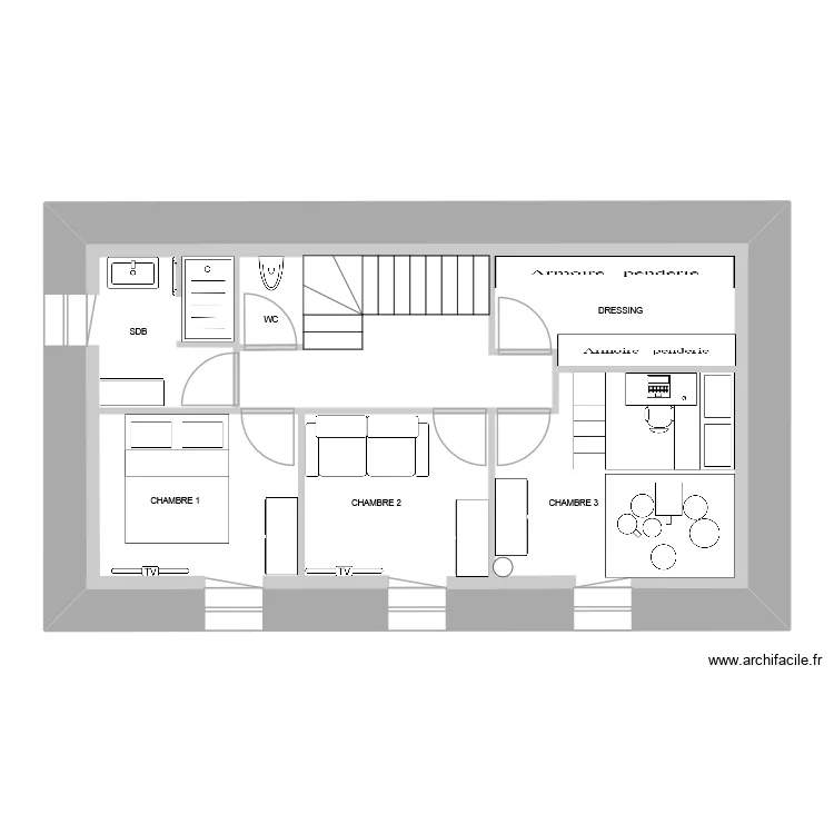 Maison BRU 1er Etage Em&eacute;nagement. Plan de 