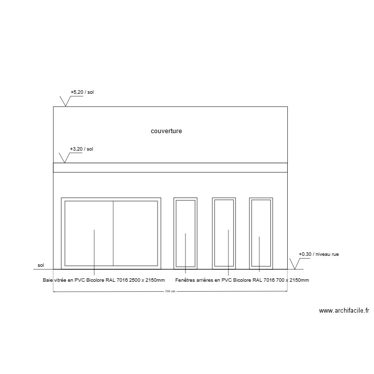 plan maison arrière. Plan de 0 pièce et 0 m2