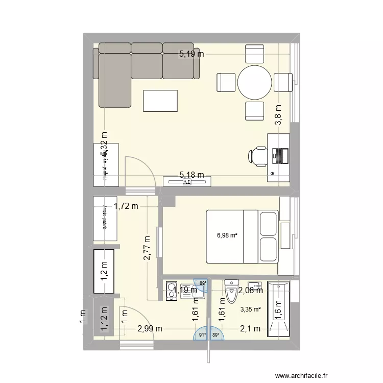 appartement de lou 2. Plan de 3 Pièces et 38 m² appartement de lou 2. Plan de 3 Pièces et 38 m²